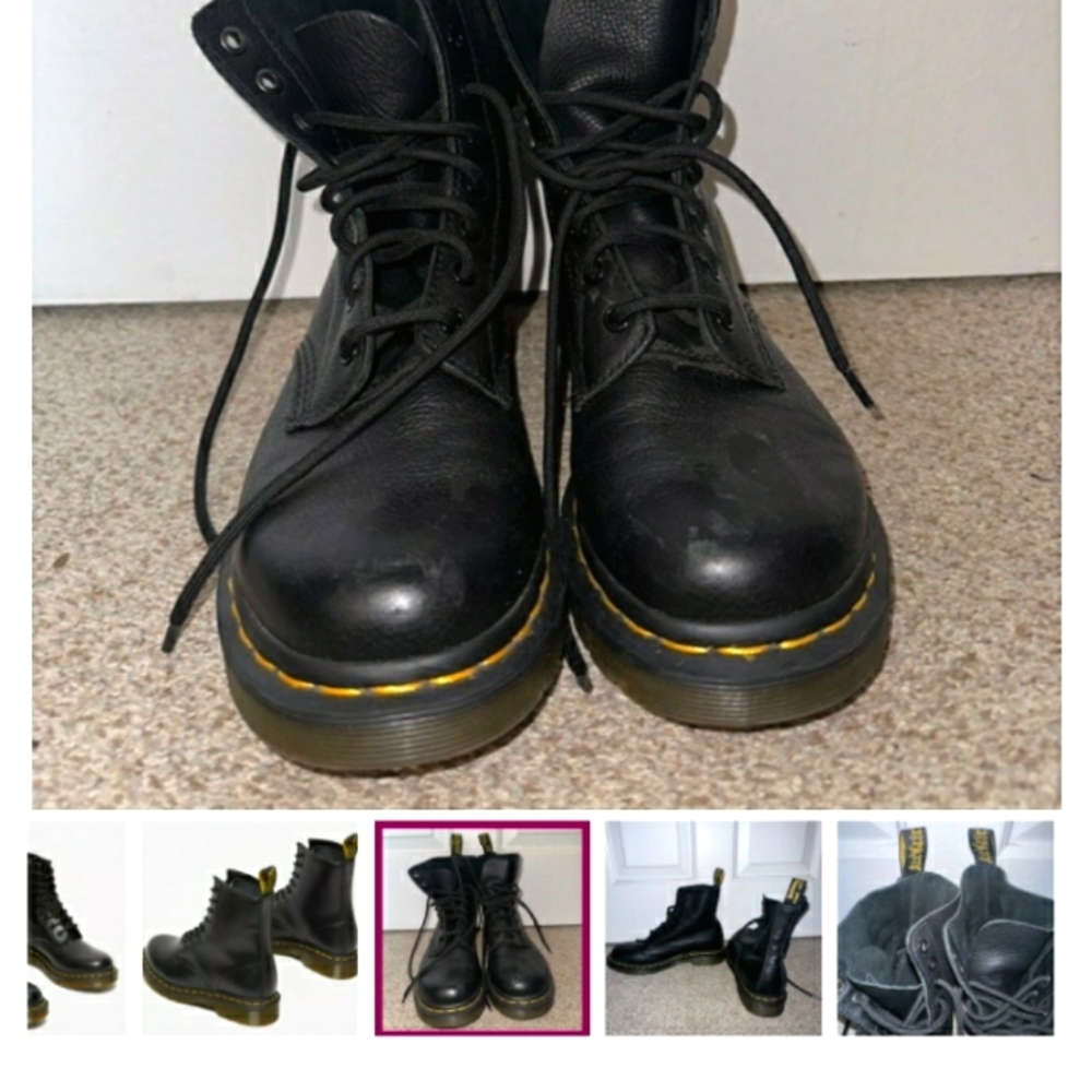Dr. Marten’s Luana Leather Lace Up Black Combat Boots Size 9.